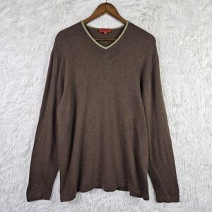 Report Collection Brown V-Neck Merino Cashmere Blend Sweater Italy Quiet Luxury